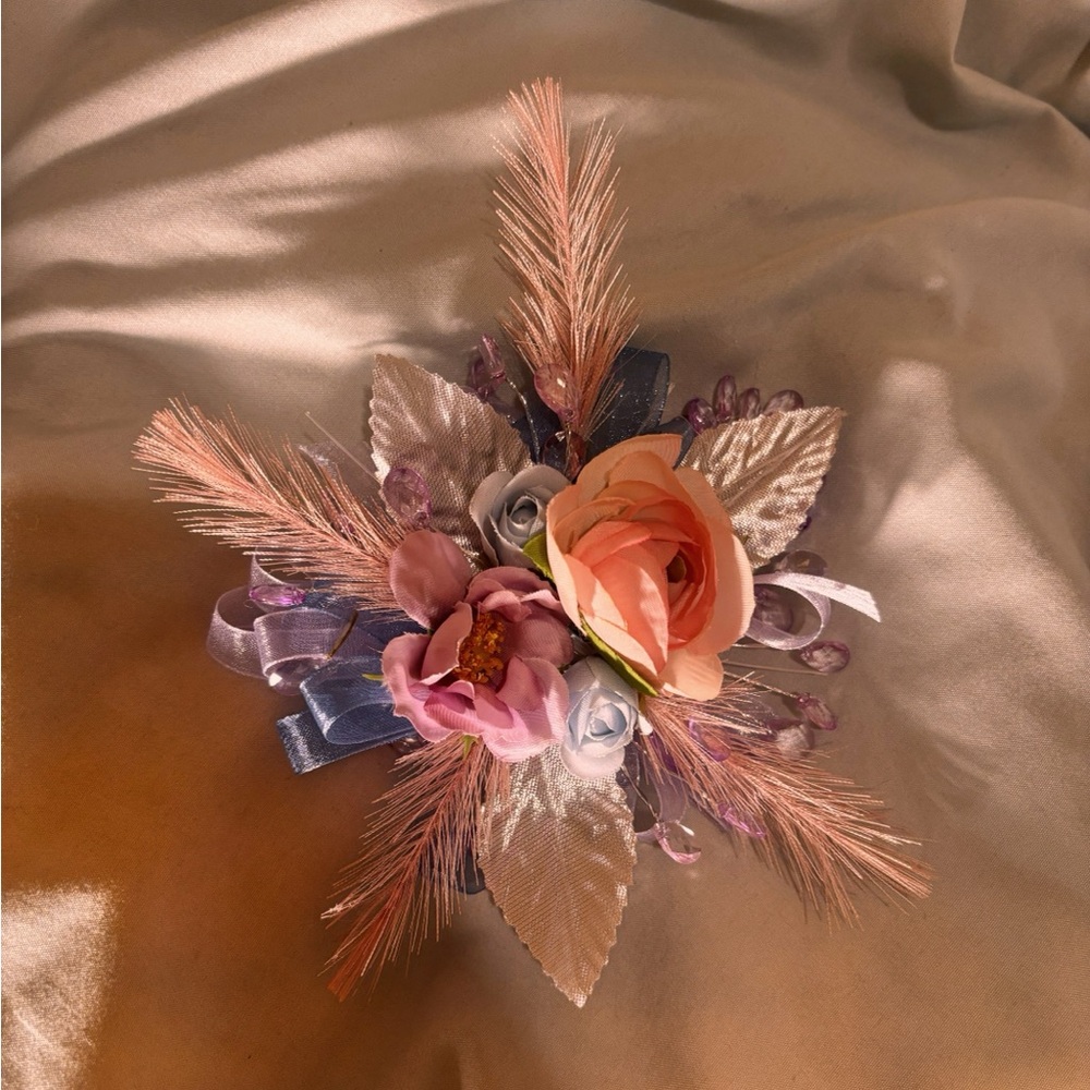 Floral Hair Accessory with Pink and Blue Accents
